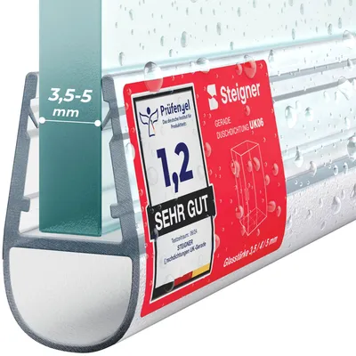 Immagine prodotto di STEIGNER Guarnizione doccia UK06 200 cm (1 pz.) trasparente - Guarnizione box doccia verticale per docce angolari o pentagonali con porta 3,5-5 mm - Perfetta aderenza, Finitura estetica, Impermeabile