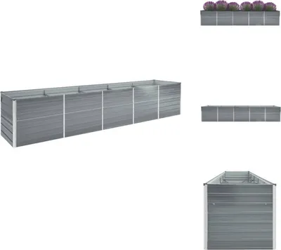 Immagine prodotto di vidaXL Letto da giardino rialzato in acciaio zincato 400x80x45 cm Grigio - Vasi da fiori e fioriere