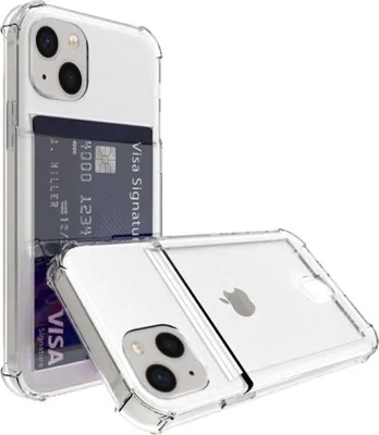 Obrázek produktu pro Smartphonica Pouzdro na telefon vhodné pro iPhone 14 s držákem na karty Průsvitný silikon - průhledný TPU nárazuvzdorný zadní kryt se slotem na karty
