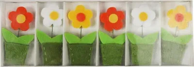 Produktbild von 6 Oster-Federclips mit Filzblumen