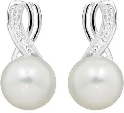 Produktbild von Zarte Ohrringe mit Perle und Zirkonen SC398
