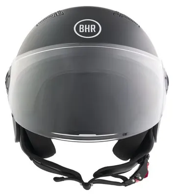 Immagine prodotto di BHR 834 FLOW - Casco Moto Demi-Jet Estivo Omologato ECE 22.06 con 16 Fori di Aerazione - Visiera Antigraffio e Sgancio Micrometrico, Nero Opaco, S