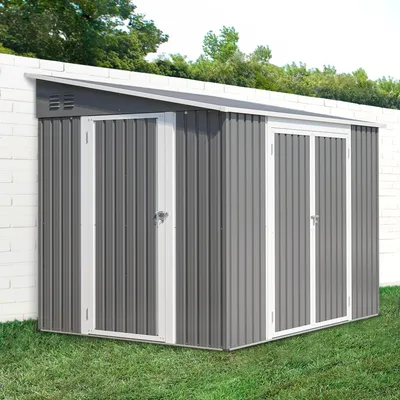 Productafbeelding van Metallische tuinhuis - 262 x 180 x 201 cm, met dubbele deuren, sluitsysteem, verzinkt staal