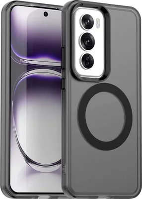 Image de Etui magnétique pour Oppo Reno12, étui antichoc fin, mat et translucide Noir