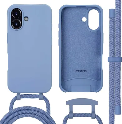 Zdjęcie produktu dla imoshion Kolorowa tylna obudowa z odpinanym sznurkiem z MagSafe do Apple iPhone 16 – Ash Blue