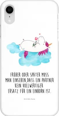 Produktbild von Mr. & Mrs. Panda Iphone XR Handyhülle Einhorn Verliebt - Weiß - Geschenk, Wolke, Einhörner, Premium Kunststoff, Unicorn, Freundin, Handy Case, Liebe