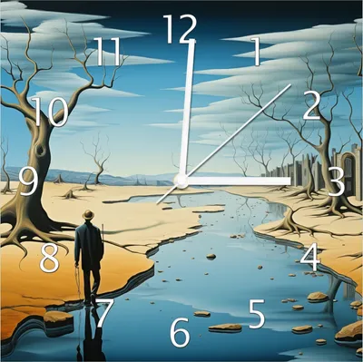 Produktbild von Wallario Design Wanduhr Fluss der Zeit aus Echtglas, Größe 30 x 30 cm