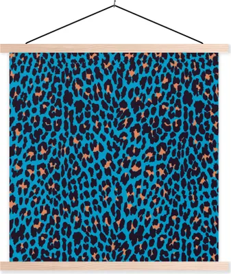 Produktbild von MuchoWow® Textilposter Pantherdruck - Tier - Design 120x120 cm mit holzfarbenen Rahmen - Textil-Poster