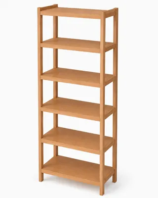 Image de Étagère en bois de hêtre, 7 niveaux, 253 x 60 x 38 cm, grande étagère en bois de hêtre en deux parties, avec étagères pleines