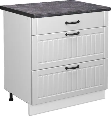Produktbild von Küchenunterschrank Vicco Fame-Line Weiß Landhaus 80 cm mit 3 Schubladen, AP Anthrazit, Model 45614