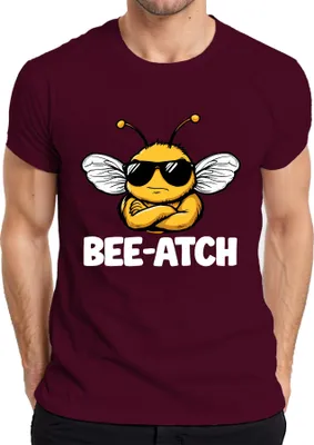 Produktbild von BEE-ATCH Biene Sonnenbrille Cartoon Bossbiene lustig Geschenk Herren T-Shirt, Burgundy, S