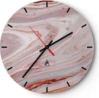 Produktbild von Wanduhr - Rund - Glasuhr - Abstraktion modern - 40x40cm - Schleichendes Uhrwerk - Lautlos - zum Aufhängen bereit - Dekoration Modern - Wanddekoration aus Glas - C3AR40x40-4049