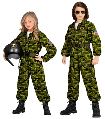 Kinderkostüm Kampfpilot Overall, Khaki, 128 cm