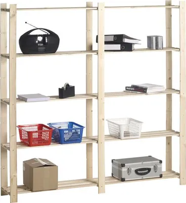 Immagine prodotto di Scaffale in legno doppio 30kg 5 scomparti - stretto