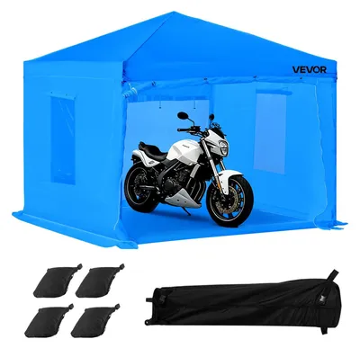 Image de VEVOR Cabine de Peinture Portable de 293x293x181 cm, Tente de Pulvérisation avec Cadre Pliable et 2 Fenêtres Latérales en Maille, Ventilation Améliorée, pour Pièces Automobiles, Meubles et Motos