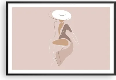 Produktbild von Gerahmtes Poster - Schwarzer Rahmen - Buntstift Frau Hut - 91,5x61 cm - Wand Bild - Wanddeko - Wandbilder - Kunstposter - Wandposter - Bilderrahmen - Bilder - Kunstdruck - P2BAA91x61-4773