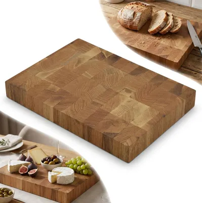 Zdjęcie produktu dla DESKA do krojenia END GRAIN SZTORCOWA DĘBOWA olejowana 32x24x4 solidna BLOK