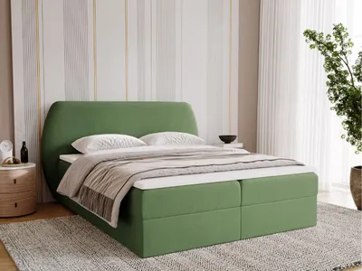 Produktbild von GrainGold Boxspringbett Bogota 120x200 - Bett mit Matratze und Topper - Boxspringbett mit Bettkasten und Matratze - Boxspringbett Grün (Komodo 61)