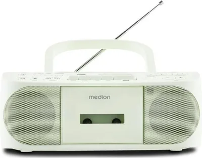 Image de Radio CD K7 MEDION FM, 2x3W RMS, Lecteur CD/MP3/Cassette, Radio PLL-FM 40 Stations, Entrée AUX, Compatible CD-R/CD-RW, Antenne Télescopique, Vert