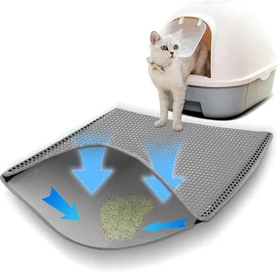 Produktbild von Famanu Katzenstreumatte doppellagig - 90 x 60 cm - wasserfeste Katzenstreumatte mit Klettverschluss - antirutsch EVA