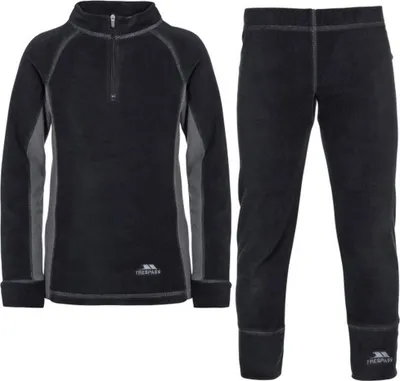 Image de Trespass Enfants Ensemble de sous-vêtements polaires Bubbles, Haut polaire et Pantalon Baselayer TP4497 (104) (Noir)