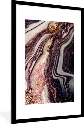 Produktbild von MuchoWow® Gerahmtes Poster Marmor - Rosa - Gold - Glitzer - Marmoroptik 60x90 cm - Poster mit Schwarzem Bilderrahmen Wandposter Rahmen Foto Bilder - Dekoration - Wandposter Wohnzimmer - Hochwertig