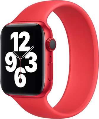 Productafbeelding van Apple Siliconen solobandje voor de Apple Watch | 44/45/46/49 mm - Maat 8 - (Product) Red