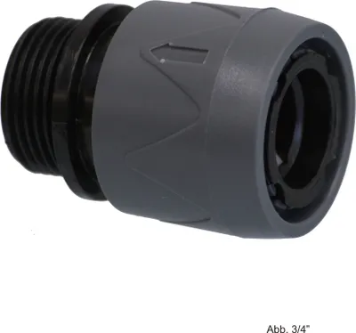 Produktbild von PVC-U Hydro-Fit Schnellklupplung AG, AG x Klickmuffe 3/4", Grau