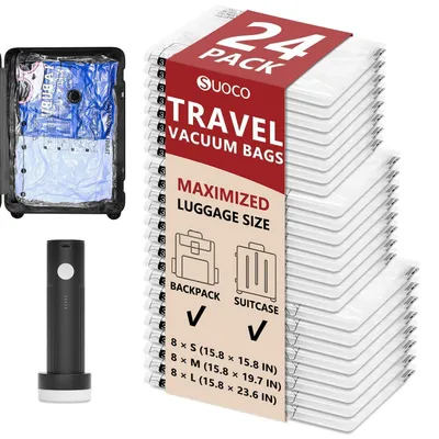 Immagine prodotto di Sacchetti sottovuoto per viaggi, set da 24 pezzi, di diverse dimensioni