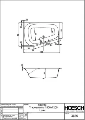 Produktbild von Hoesch 3666.010 BW Spectra 1800x1200 links weiß