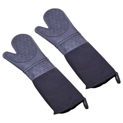 Produktbild von Silikon Ofenhandschuhe Hitzebeständige Grillhandschuhe Anti-Rutsch Kochhandschuhe mit weichem Baumwoll-Innenfutter Handschuhe bis 250°C