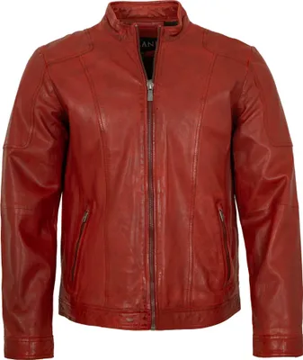 Produktbild von Jilani Collection - Herren Lederjacke Lammnappa rot : 58