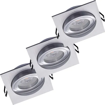 Produktbild von 3er Set Oktaplex Einbaustrahler Alu schwenkbar inkl. LED Modul 4.000K warmweiß - Deckenspot Aluminium gebürstet