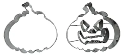 Produktbild von Ausstechform Halloween 2er Kürbis Smiley/Kürbis 58x55 mm, Edelstahl
