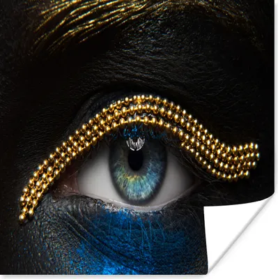 Produktbild von MuchoWow® Poster Frau - Augen - Make-up - Luxus - Gold 75x75 cm - Wand Dekoration