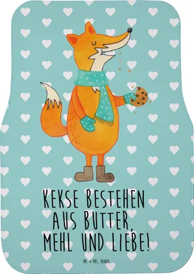 Produktbild von Mr. & Mrs. Panda Automatte Fuchs Keks - Türkis Pastell - Geschenk, Auto Fußmatte, Winter, Plätzchen, Weihnachtlich, Fürs, Autoteppich, Frieren, Weihnachten, Auto-Fußmatte