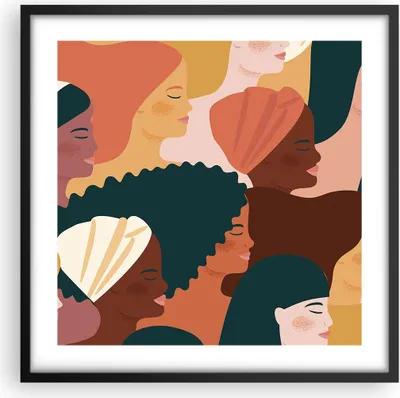 Produktbild von Gerahmtes Poster - Schwarzer Rahmen - Frauen Multikulturalismus Modern - 50x50 cm - Wand Bild - Wanddeko - Wandbilder - Kunstposter - Wandposter - Bilderrahmen - Bilder - Kunstdruck - P2BAC50x50-4500