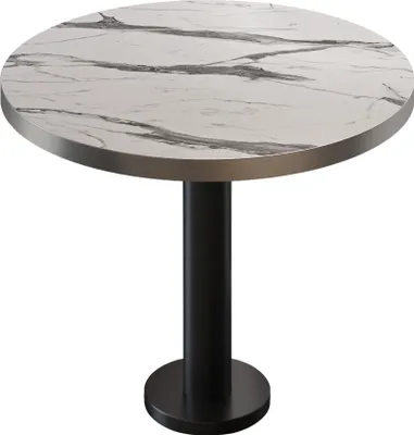 Produktbild von BML | Bistrotisch | Ø:H 60 x 75 cm | Weiß Marmor / Schwarz | Rund | Edelstahl Rand | Bistrotisch Gastro Tisch