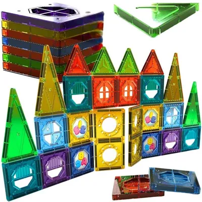 Produktbild von Magnetbausteine 56-tlg. 3D Magnetische Bausteine Lernspielzeug Konstruktionsspielzeug ab 3 Jahren