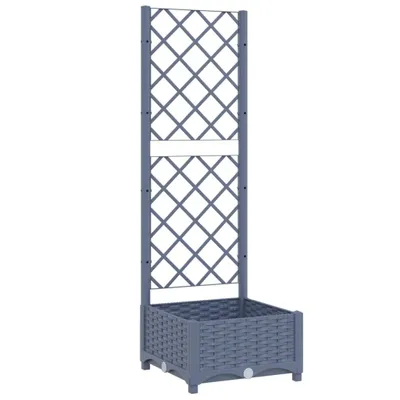 Produktbild von vidaXL Garten-Pflanzgefäß mit Spalier Blaugrau 40 x 40 x 121,5 cm PP