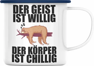 Produktbild von Trendation - Lustige Emaille Tasse mit Spruch Faultier Mitarbeiter Arbeitskollege Geschenk Büro (Blau)