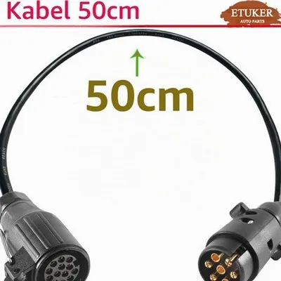 Produktbild von 7-poliges Verlängerungskabel für Anhänger, 7-13-polig, 12 V, 50 cm, Adapterkabel mit 7-poligem Stecker an 13-poliger Anschluss