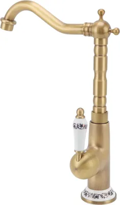 Image de Robinet de cuisine antique Gold All Copper European Antique Hot Cold Mixed 360�� Rotating Kitchen Bathroom Sink Faucet Antique Color