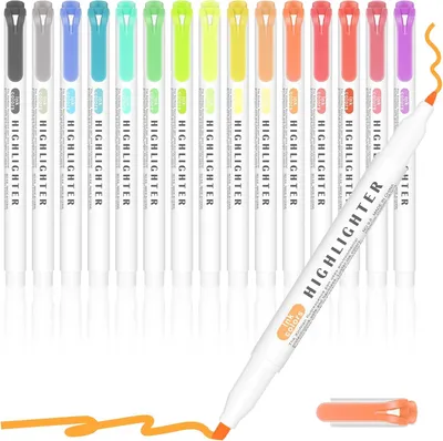 Produktbild von Textmarker Set 15 Farben, Pastell, Doppelspitze, für Notizen