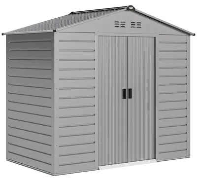 Immagine prodotto di Capanno per attrezzi - Capanno da giardino - Acciaio zincato - 213×131×192 cm - Impermeabile - Grigio