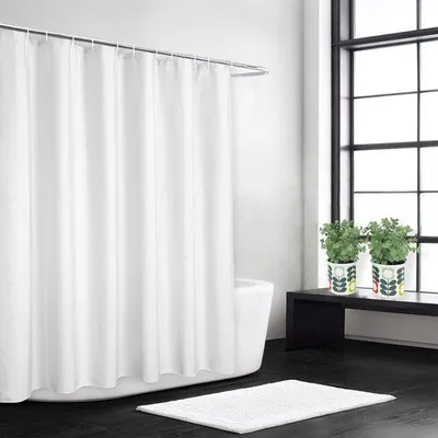 Produktbild von Schweres Baumwoll-Duschvorhang - Luxus-Hotel-Stil - Weiß - 200 x 200 cm