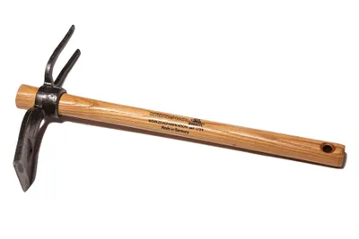 Produktbild von Krumpholz Gartenhäckchen (geschmiedet) mit rundem Auge, 2 Zinken und 40 cm Eschenstiel