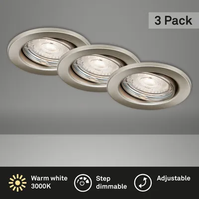 Immagine prodotto di Lampade da incasso a LED dimmerabili Set da 3 GU10 5W metallo argento Ø8,6cm IP23 Briloner