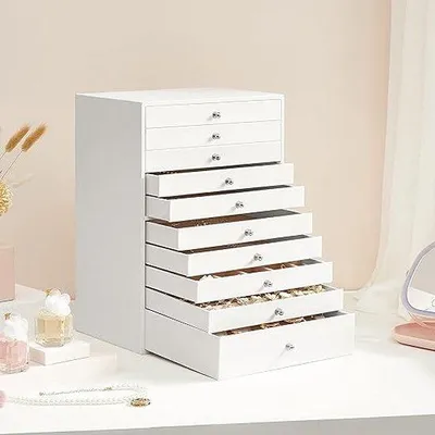 Immagine prodotto di Scatola portagioie Famanu con 10 scomparti - Bianca