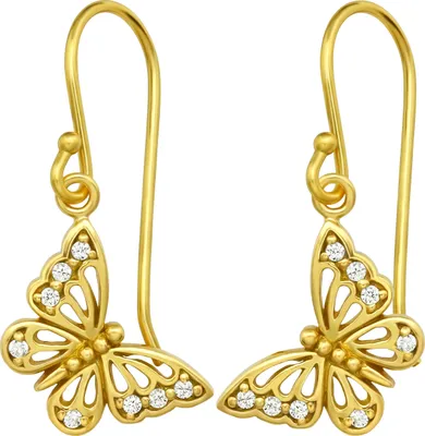Produktbild von 925 Sterling Silber Ohrhaken Ohrhänger vergoldet Schmetterling mit Zirkonia